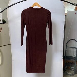 Chic Long Sleeve Brown Super Soft Dress
